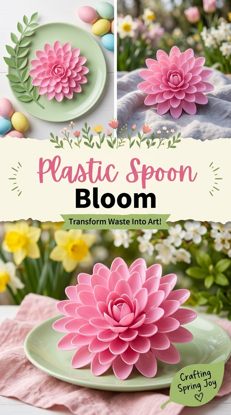 Blume aus Plastiklöffeln basteln: verwandle Einweglöffel in eine wunderschöne Wohndeko