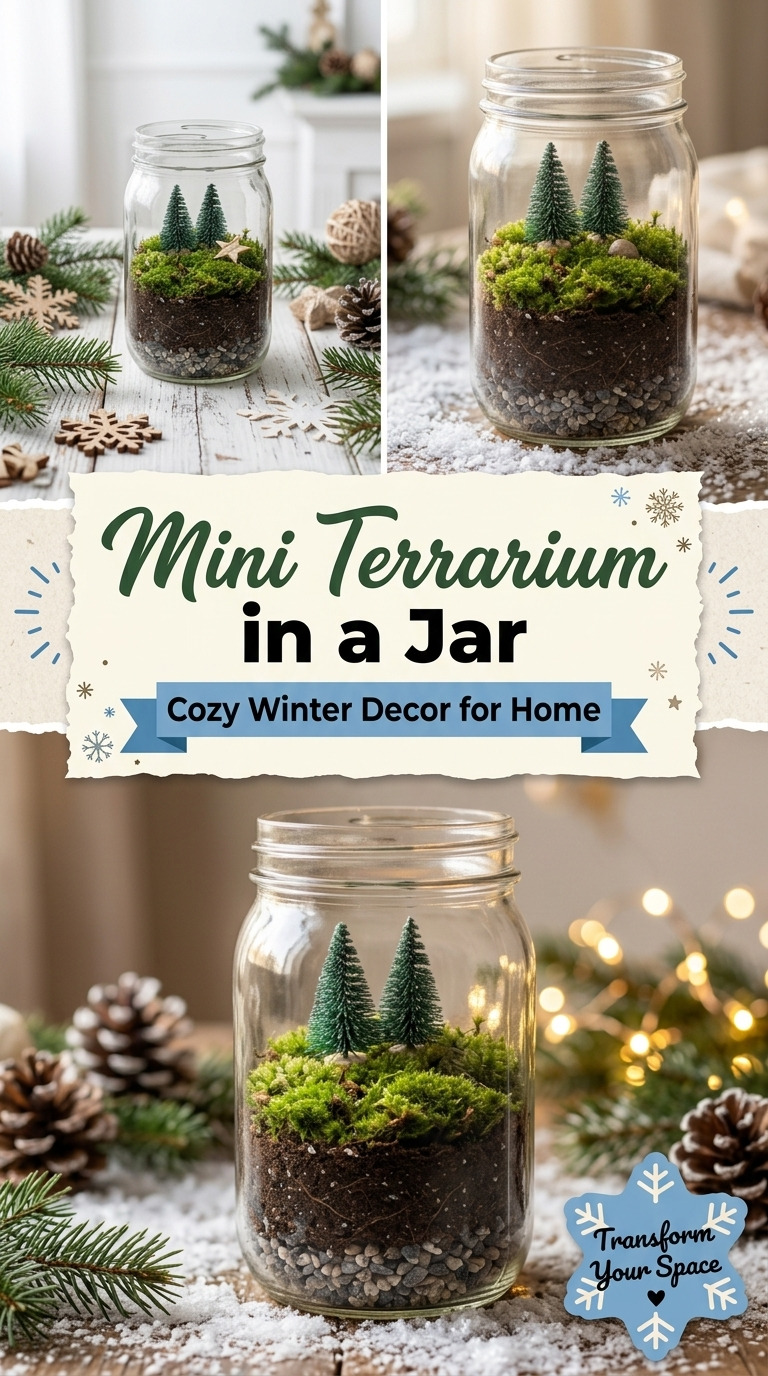 Mini-Terrarium im Einmachglas mit Moos: grüne Winterdeko für Fensterbank und Regal