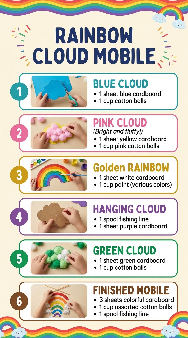 Regenbogen-Wolken-Mobile aus Karton: Leuchtende Deko für Kinderzimmer und Fenster