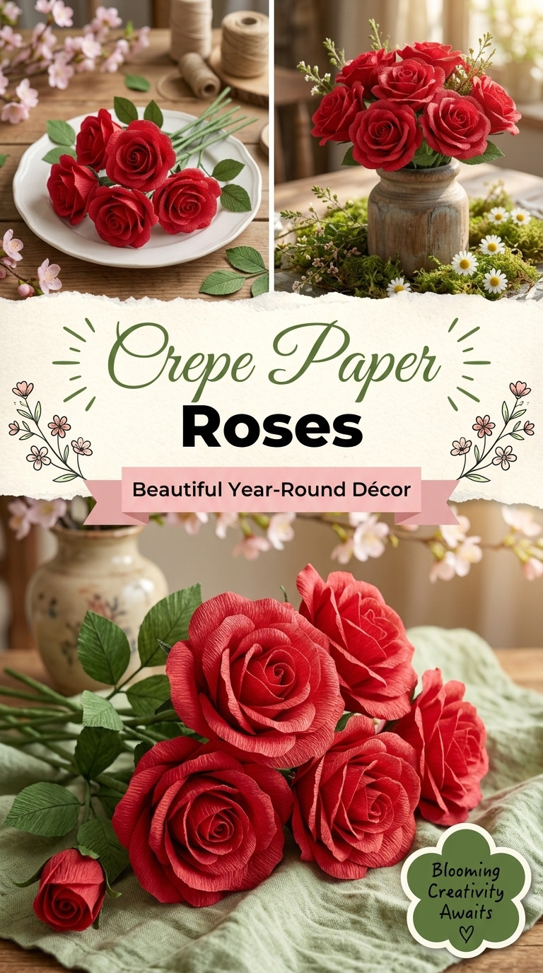 Rosen aus Krepppapier basteln: wunderschöne Blumen, die dein Zuhause das ganze Jahr schmücken